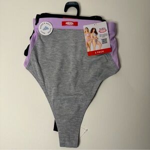 ❌SOLD❌Parade Womens 3XL Modal & Mesh Super Soft Thong Panties Blk/Purple 2pk NEW